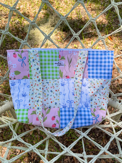 Bow Patchwork Mini Tote Bag